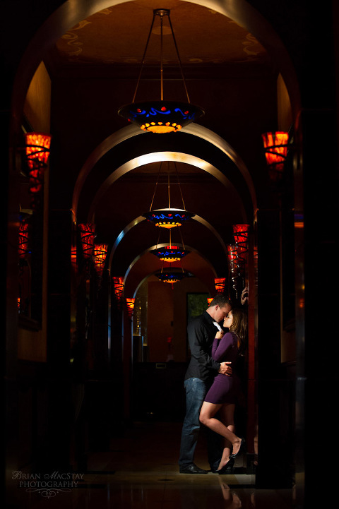 Chelsea & Zach's engagement photo at the Cheesecake Factory in Walnut Creek