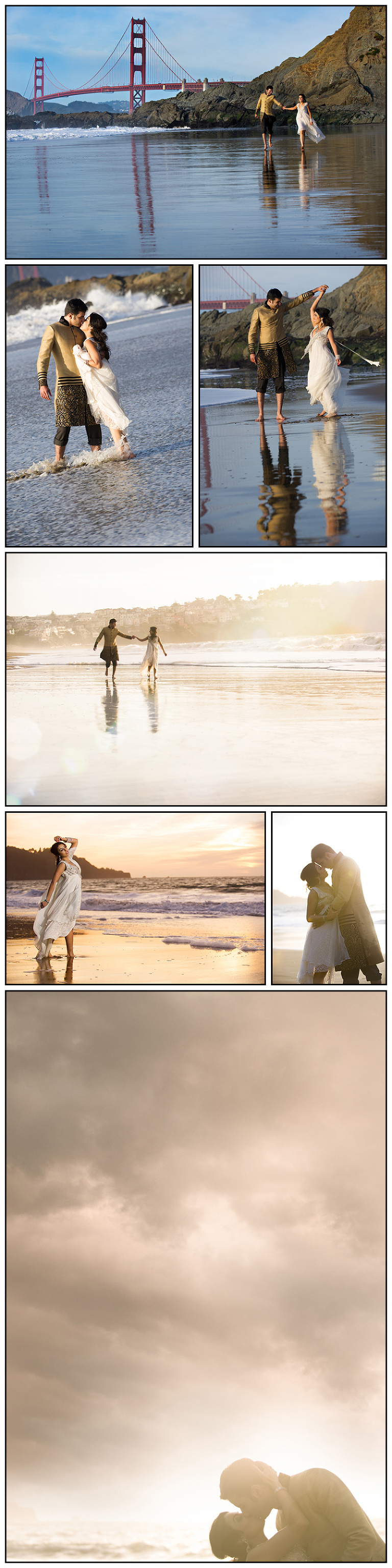 Indian wedding couple portraits from a styled shoot on Baker Beach San Francisco
