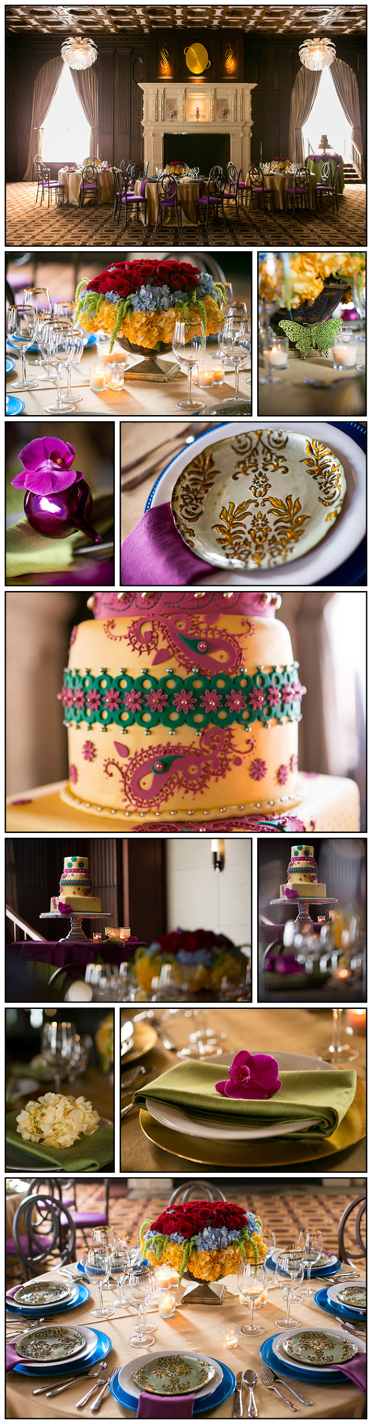 Details from an Indian wedding themed styled shoot at the Julia Morgan Ballroom