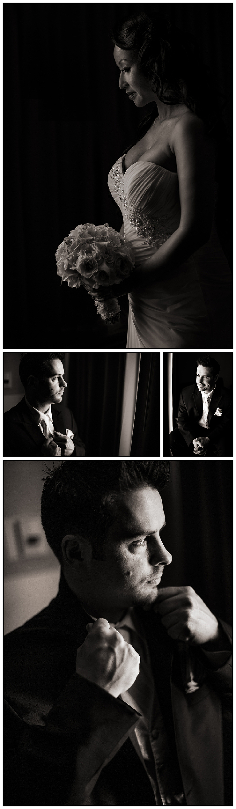 Bride and groom portraits for their wedding at Hilton San Jose