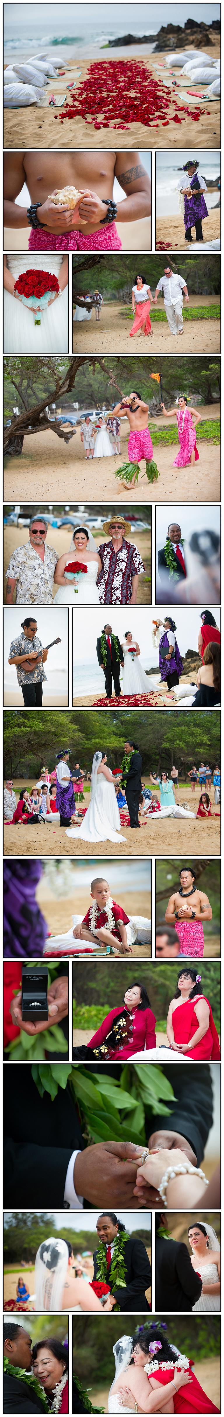 Traditional Hawaiian beach ceremony during a destination Wedding in Maui at Wailea Marriott