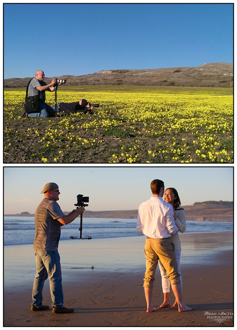 Behind the Scenes at our engagement shoot in Santa Cruz