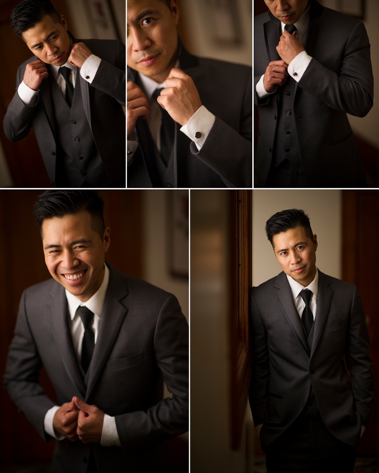 Groom Getting Ready at the Dolce Hayes Mansion in San Jose